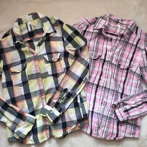 BUNDLE! Button Down Shirts Pink + Yellow/Black M